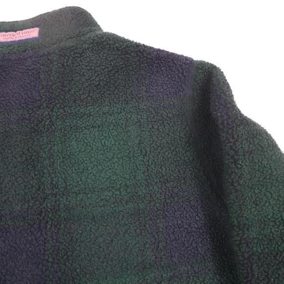 Vineyard Vines Pullover Mens Medium Blackwatch Plaid Sherpa Fleece Half Zip - Picture 12 of 16